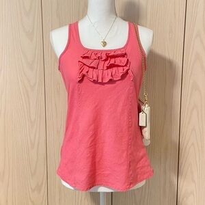 GAP Linen + Cotton Blend Shirt Women’s XS Hot Pink Tank Top Ruffles Vintage Y2K